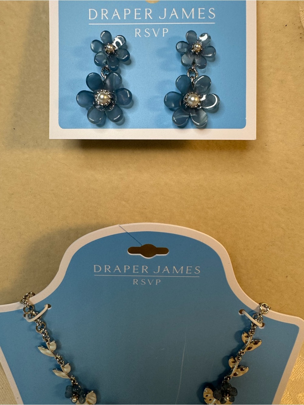 New Draper James Blue Floral Drop Earrings - Pearl Center